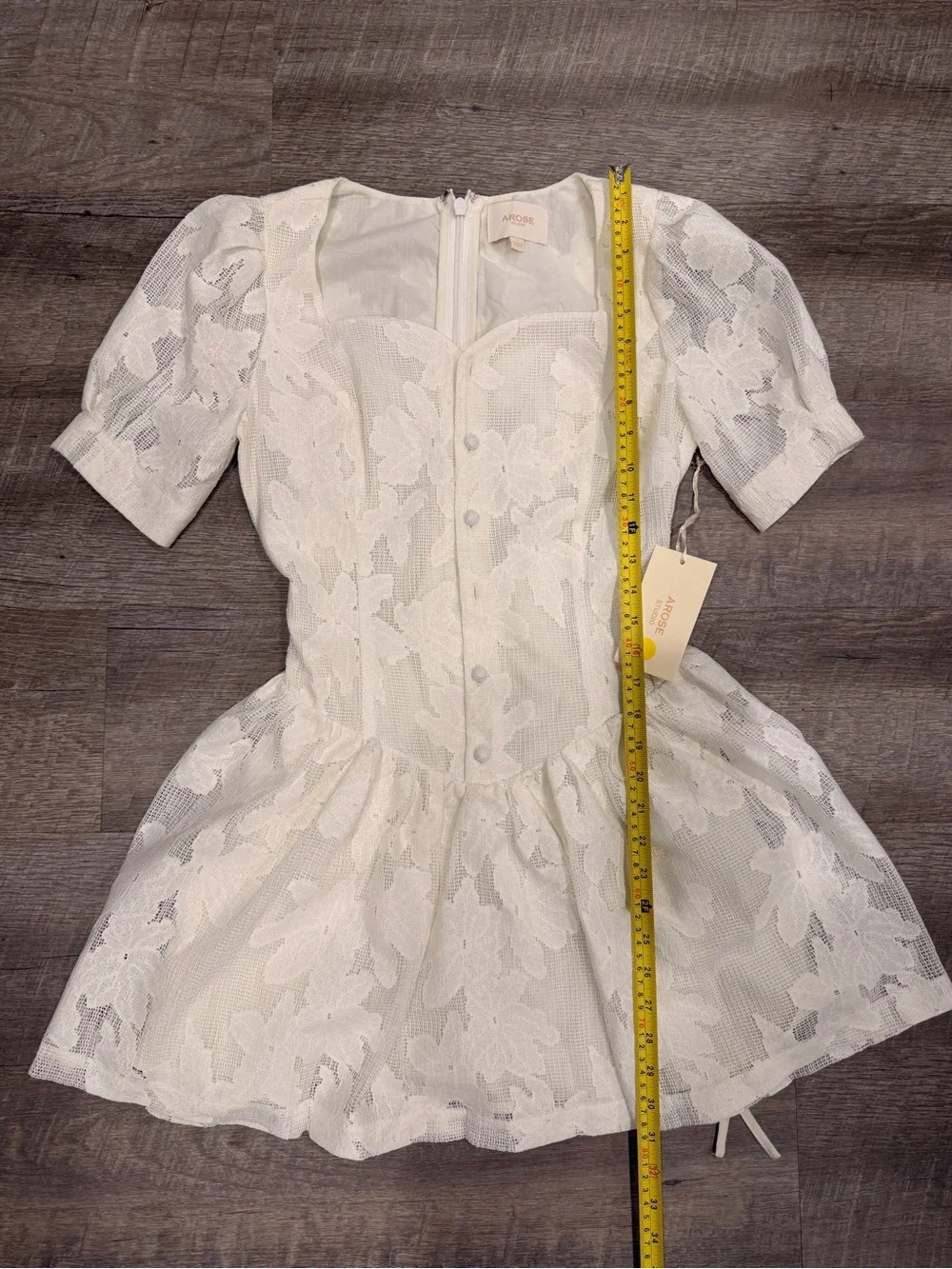 Arose Studio White Floral Lace Corset Mini Dress NWT Size Small Bridal Coquette
